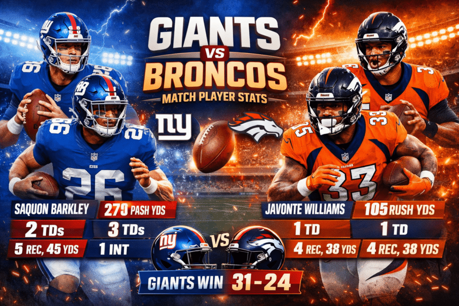 New York Giants vs Denver Broncos Match Player Stats