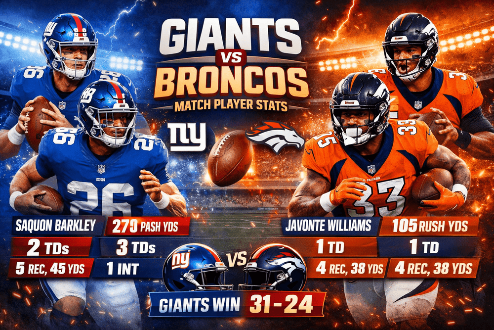 New York Giants vs Denver Broncos Match Player Stats