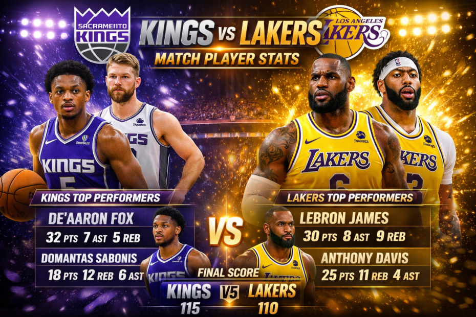 Sacramento Kings vs Lakers Match Player Stats