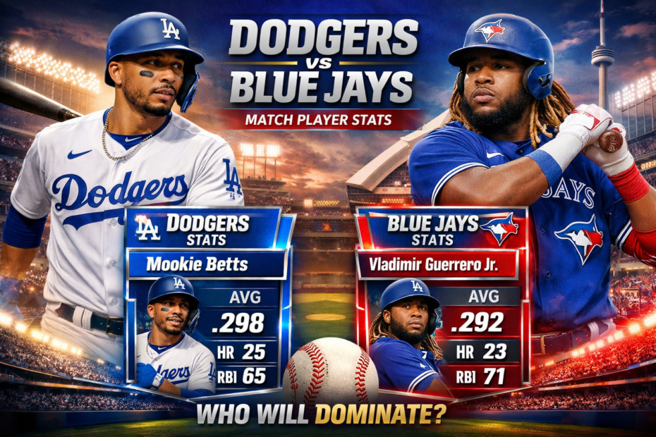 Dodgers vs Toronto Blue Jays Match Player Stats