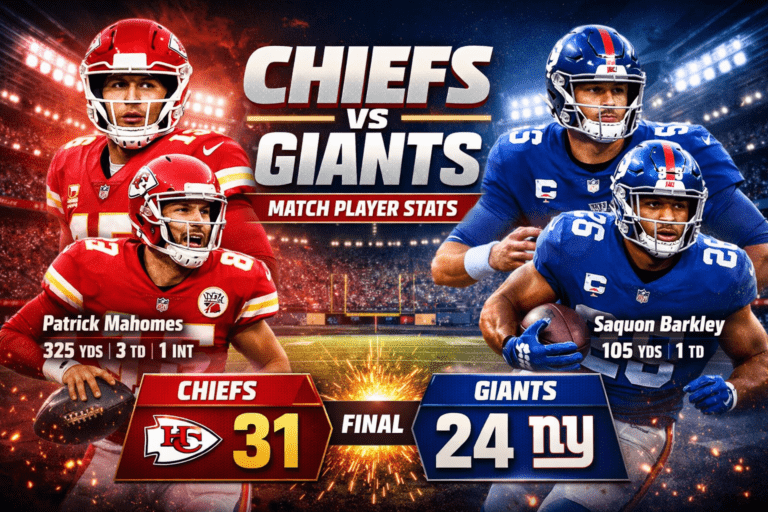 Kansas City Chiefs vs New York Giants Match Player Stats