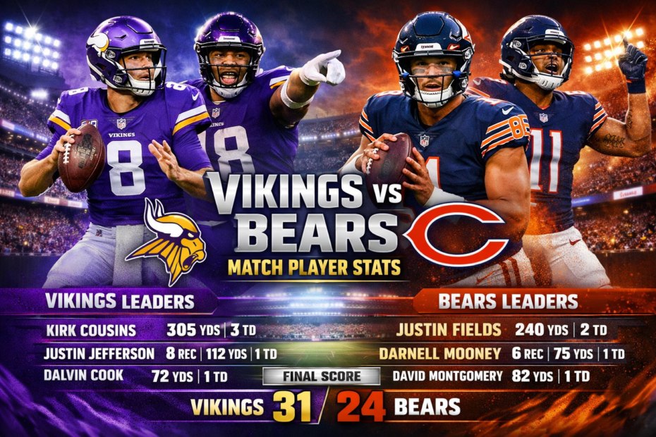 Minnesota Vikings vs Chicago Bears Match Player Stats