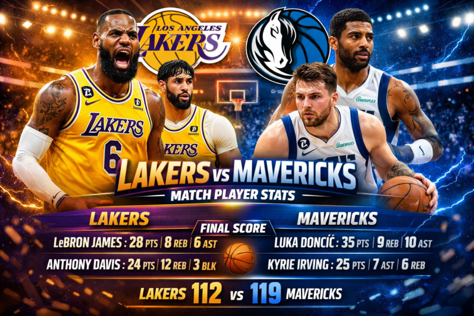 Lakers vs Dallas Mavericks Match Player Stats