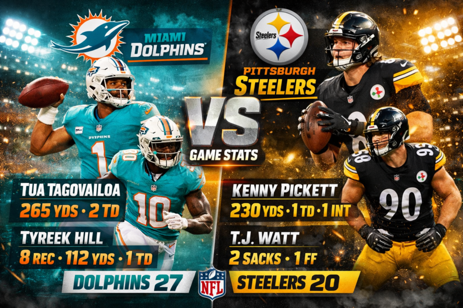 Miami Dolphins vs Pittsburgh Steelers Match Player Stats