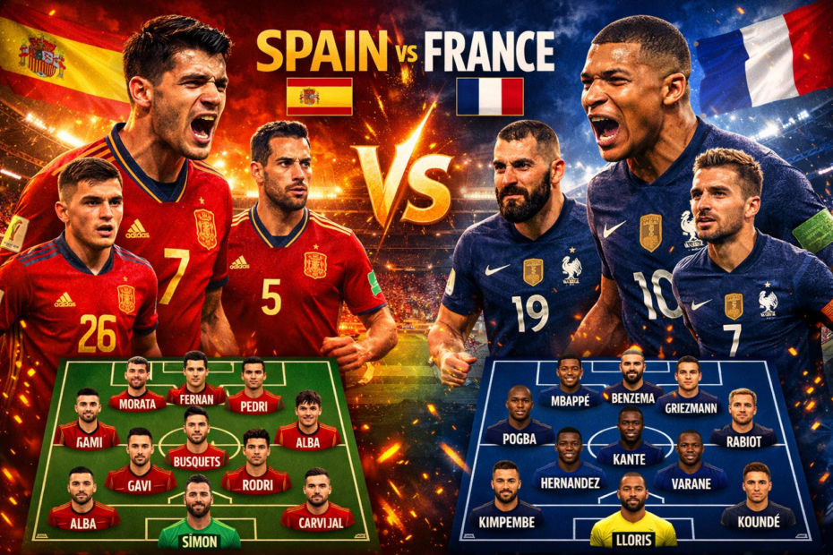 Spain National Football Team vs France National Football Team Lineups
