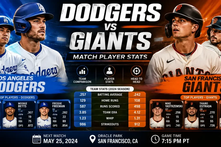 Dodgers vs Giants Match Player Stats