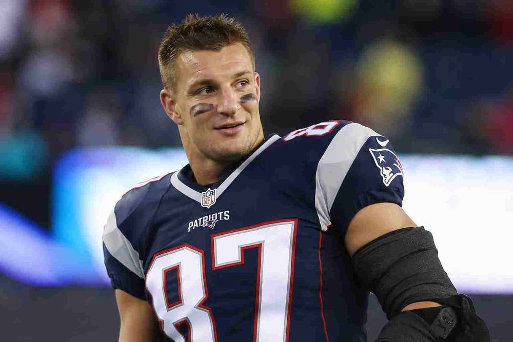 Rob Gronkowski in a New England Patriots football uniform