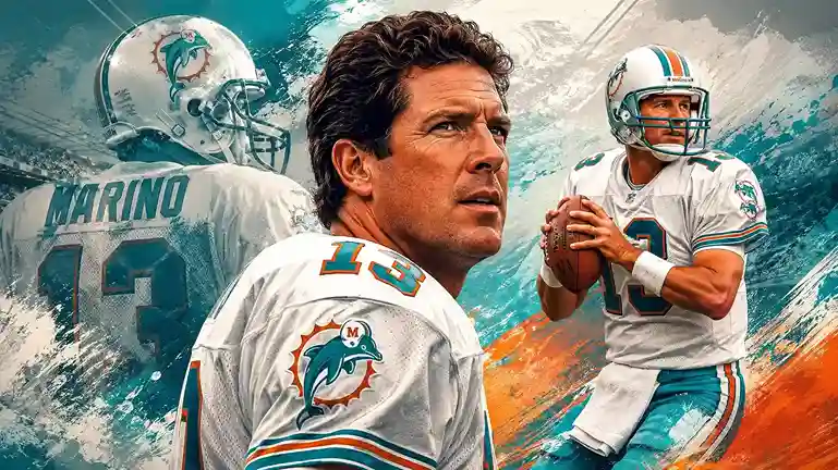 Dan Marino playing quarterback for the Miami Dolphins