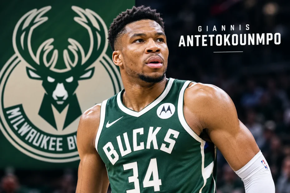 Giannis Antetokounmpo in Milwaukee Bucks jersey