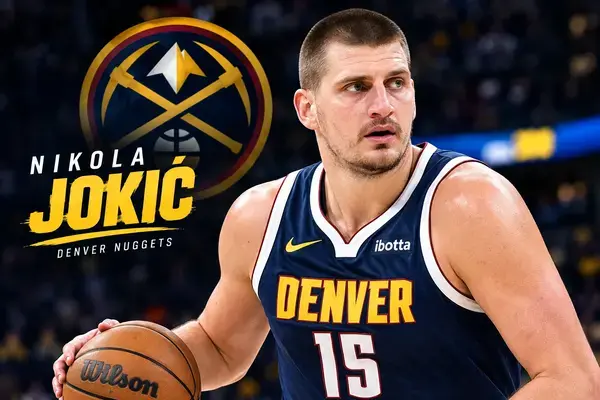 Nikola Jokić in a Denver Nuggets jersey
