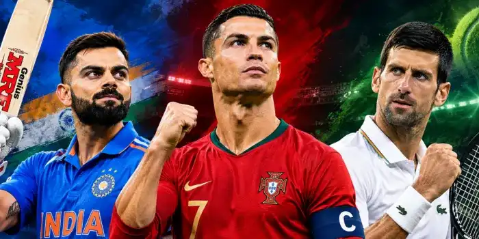 Virat Kohli, Cristiano Ronaldo and Novak Djokovic - Sports Legends
