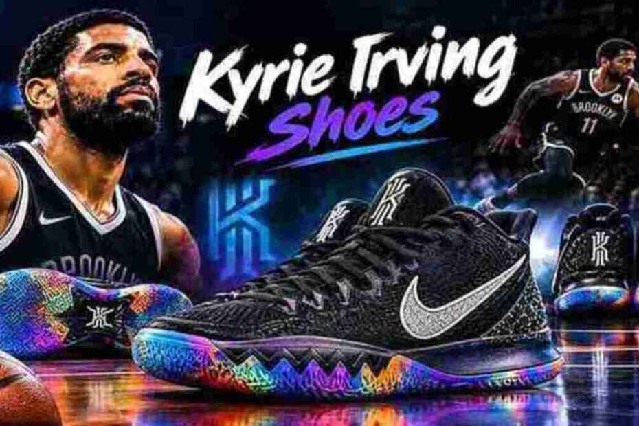 Kyrie Irving basketball shoes featuring a black design and colorful outsole