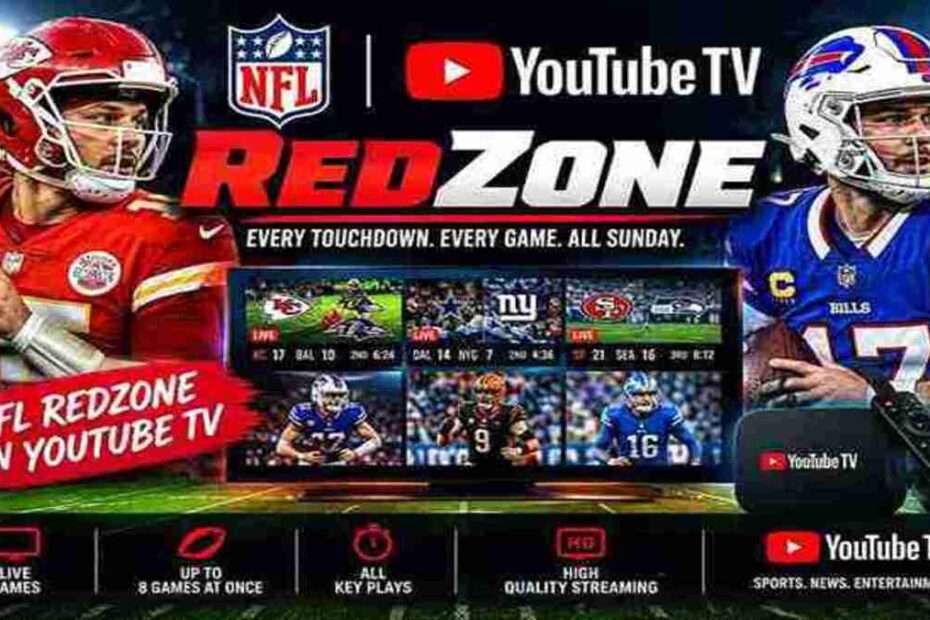 NFL RedZone on YouTube TV football streaming feature graphic